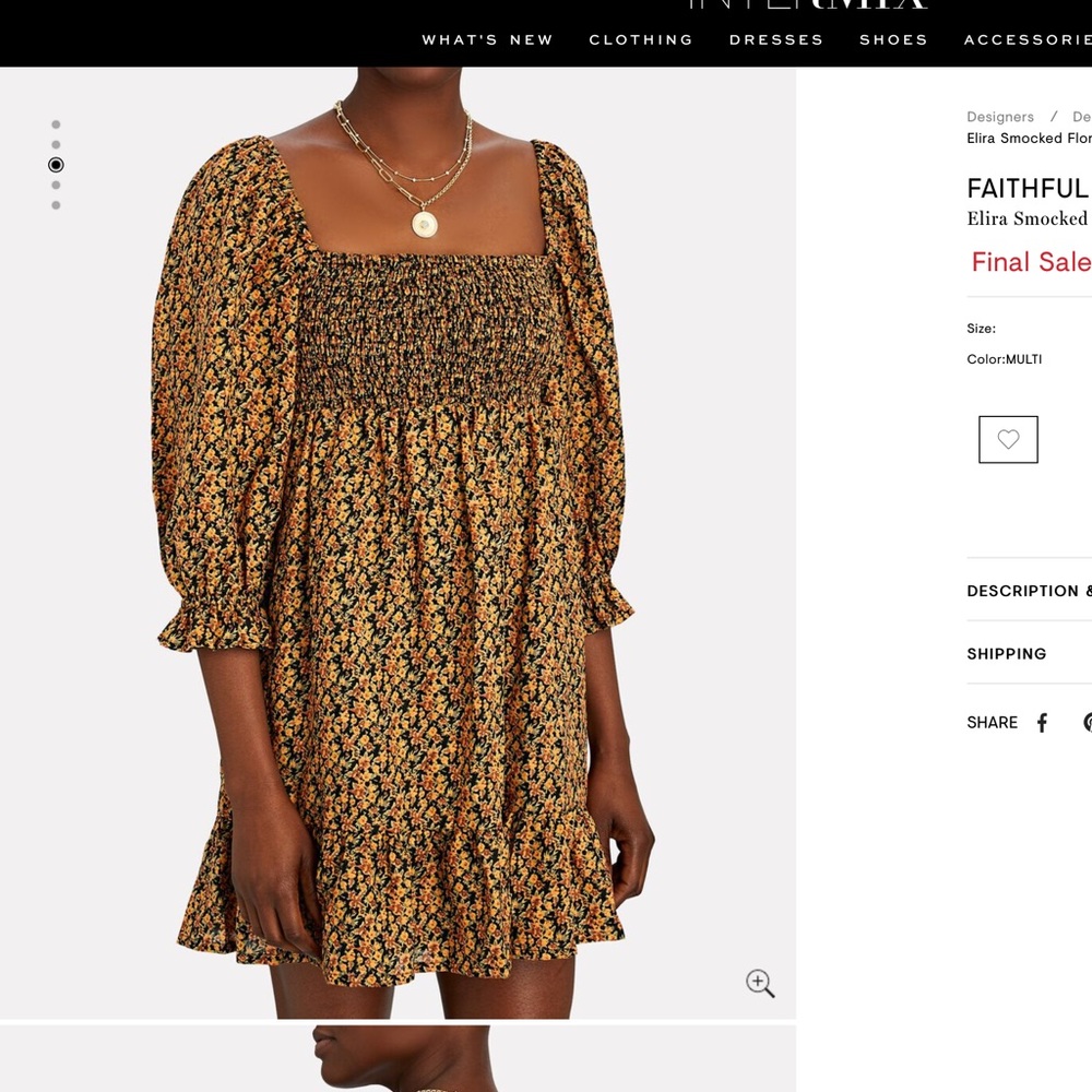 Faithfull the brand smocked mini dress